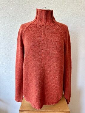 VTG cK Calvin Klein Jeans Women’s Orange Mock-neck Knit  Sweater Cotton Blend L